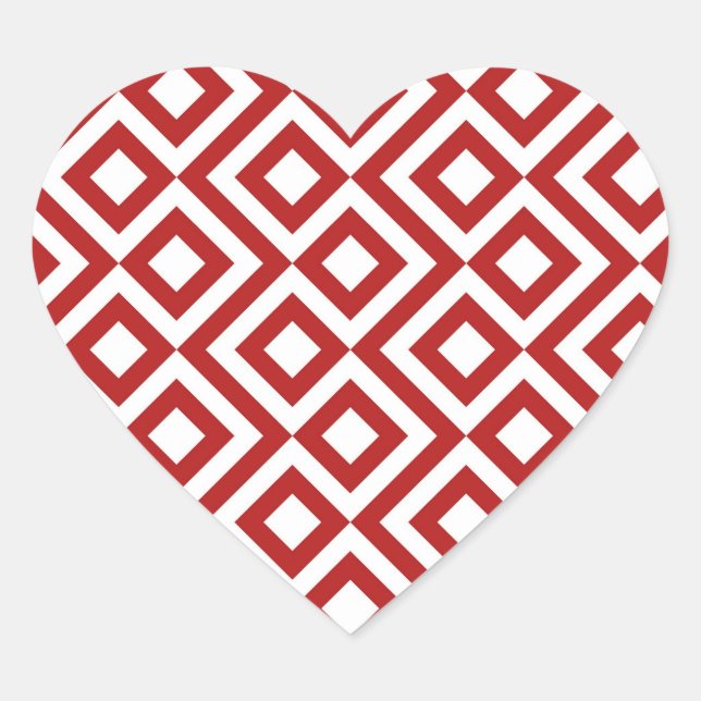 Sticker Cœur Meander rouge et blanc (Devant)