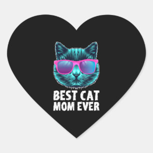 Sticker Cœur Meilleur Chat Maman Jamais mignonne Lunettes Drôle