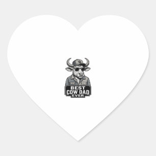 Sticker Cœur Meilleur papa vache jamais design de gravure vinta