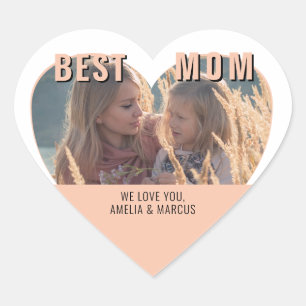 Sticker Cœur Meilleure maman mignonne Coeur Photo Fête des Mère