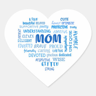 Sticker Cœur Meilleures qualités de mère et caractéristiques de