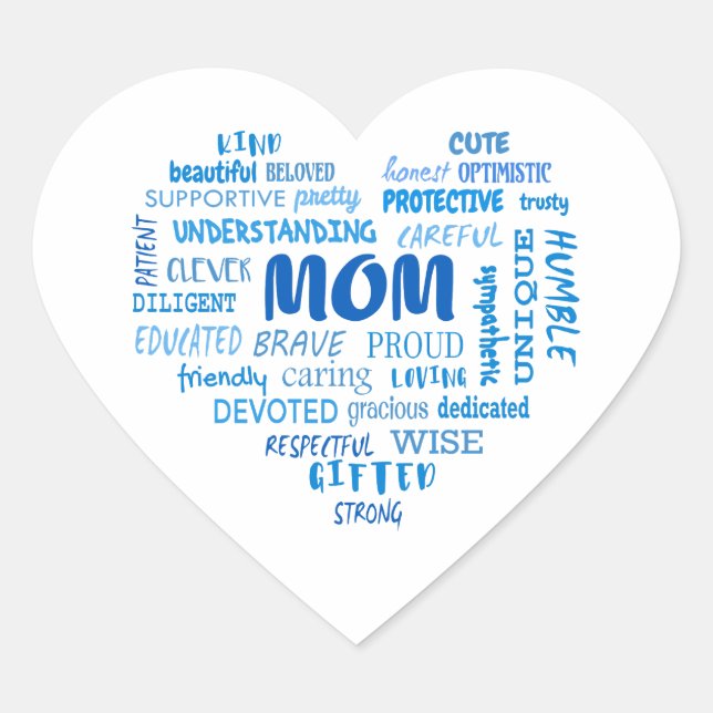 Sticker Cœur Meilleures qualités de mère et caractéristiques de (Devant)