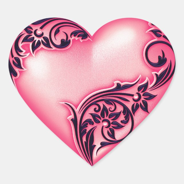 Sticker Cœur Melon de défilement du coeur avec noir (Devant)