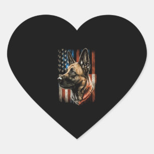 Sticker Cœur Memorial Day Belgique Malinois Américain Drapeau U