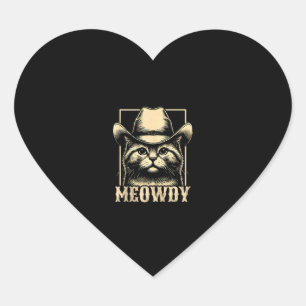 Sticker Cœur Meowdy Cat Cowboy Cowgirl Meow Howdy Halloween Cos