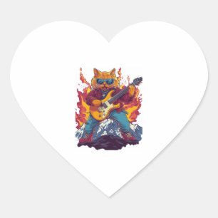 Sticker Cœur Meowtal lourd - Aiguille graphique de chats-roquet