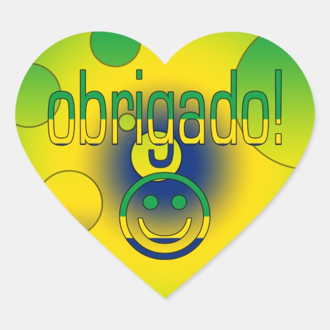 Sticker Cœur Merci Cadeaux Brésiliens / Obrigado Face (Devant)