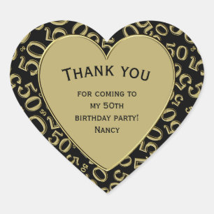 Sticker Cœur Merci - cinquantième noir d'anniversaire et coeur