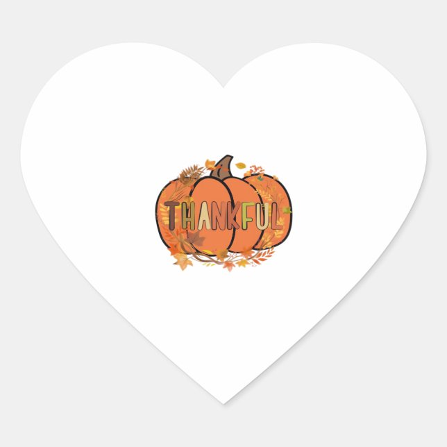 Sticker Cœur Merci Citrouille Thanksgiving T-Shirt - Cadeaux -  (Devant)