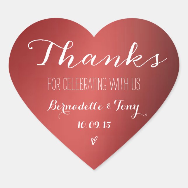 Sticker Cœur Merci D'Avoir Célébré Avec Nous ! Merci mariage (Devant)
