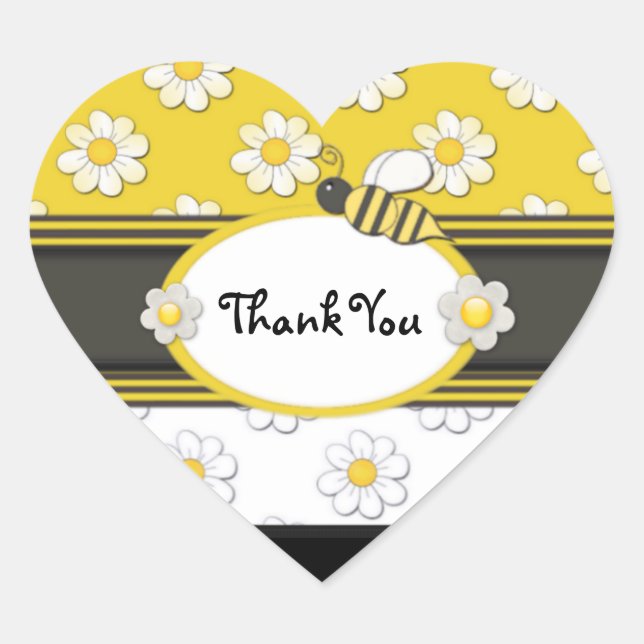 Sticker Cœur Merci de marguerite jaune (Devant)