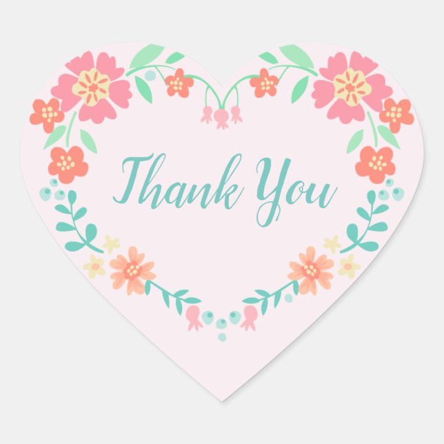 Sticker Cœur Merci du coeur floral (Devant)