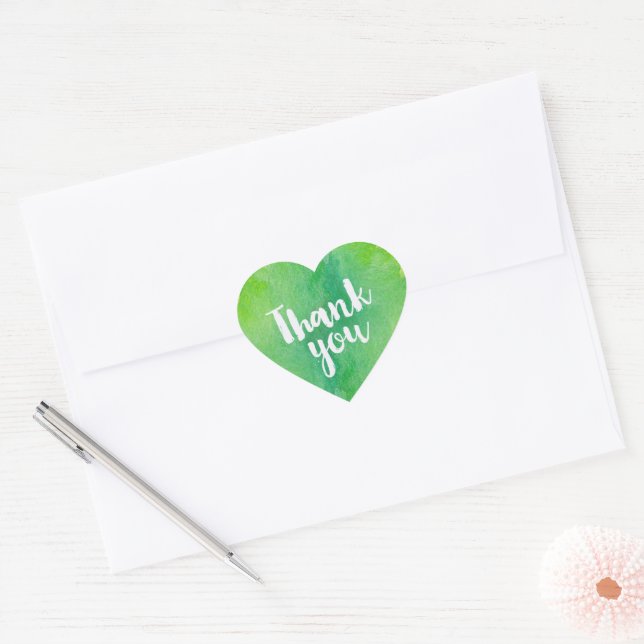 Sticker Cœur Merci écossais vert et jaune tendance (Enveloppe)