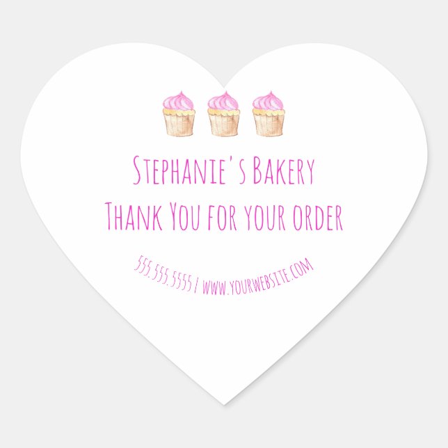 Sticker Cœur Merci Maison Pour Votre Commande Boulangerie Rose (Devant)