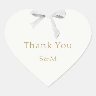 Sticker Cœur Merci Mariage à ruban blanc tendance