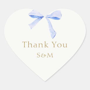 Sticker Cœur Merci Mariage à ruban bleu tendance