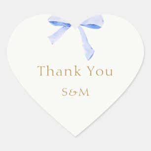 Sticker Cœur Merci Mariage à ruban bleu tendance