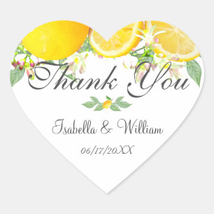 Sticker Cœur Merci Mariage d'été moderne Lemon Boho