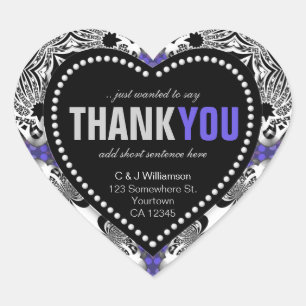 Sticker Cœur Merci médiéval gothique violet argenté
