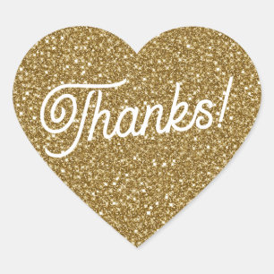 Sticker Cœur Merci ! Merci Parties scintillant or