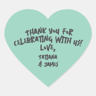 Sticker Cœur Merci personnalisé moderne écrit à la main Faveur 