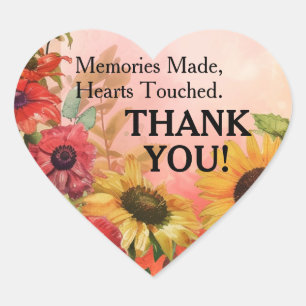 Sticker Cœur 🌻 Merci Pétales ensoleillés et fleurs d'ardoises