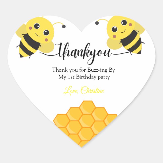Sticker Cœur Merci pour Buzz - par anniversaire (Devant)