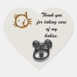 Sticker Cœur Merci pour l'aidant naturel animal Chat et chien