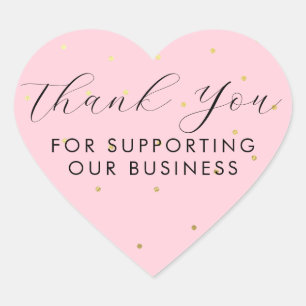Sticker Cœur Merci Pour Soutenir Nos Points D'Affaires Rose