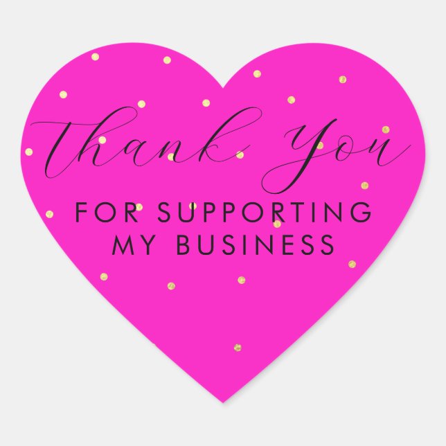 Sticker Cœur Merci Pour Soutenir Notre Entreprise Pink Gold (Devant)