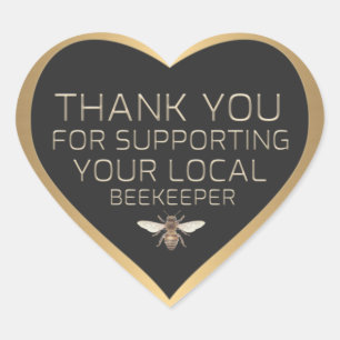 Sticker Cœur Merci pour soutenir votre apiculteur local Gold