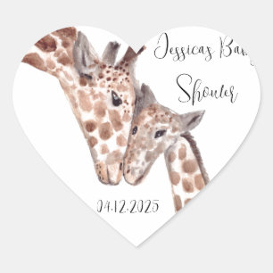 Sticker Cœur Mère Giraffe Animal mignonne Baby shower