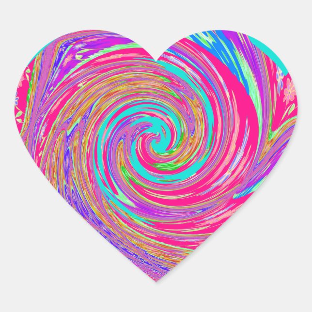 Sticker Cœur Mesmerizing Whirlpool Love Cyan Texte art Graphiqu (Devant)