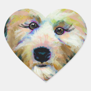 Sticker Cœur Mignonne chien adorable visage amusant peinture d'