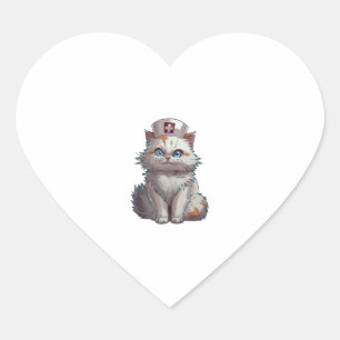 Sticker Cœur Mignonne infirmière de chat. Infirmière journée sp