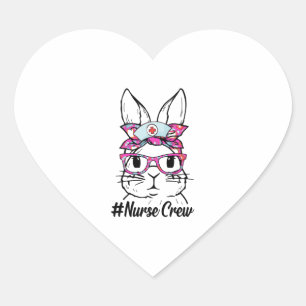 Sticker Cœur Mignonne lapin Visage Infirmière Tie Dye Lunettes