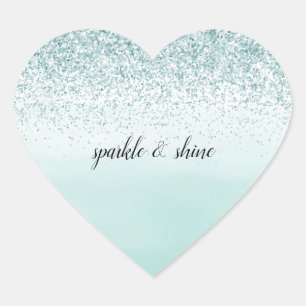 Sticker Cœur Mint Ombre Parties scintillant personnalisée