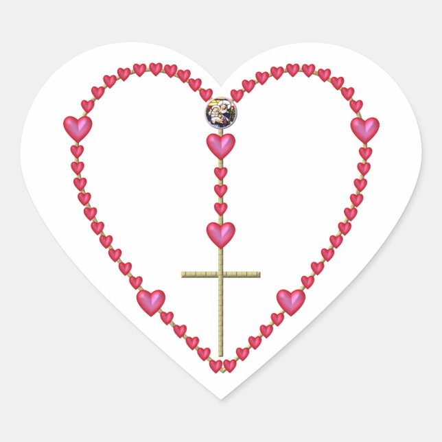 Sticker Cœur Minuscule coeur Rosaire (Devant)