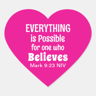 Sticker Cœur Miracle Bible Verse Christian Faith Hot Pink