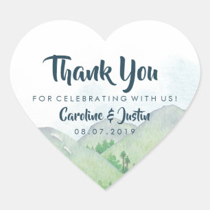 Sticker Cœur Misty Mountain Mariage Merci