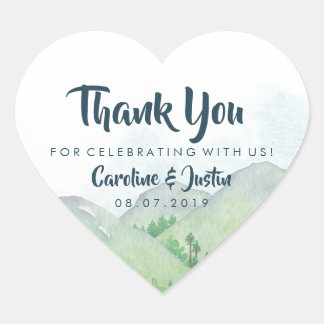 Sticker Cœur Misty Mountain Mariage Merci
