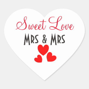 Sticker Cœur Mme + Mme Sweet Love Red Hearts Personnalisé