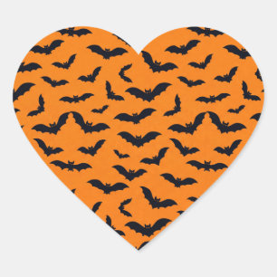 Sticker Cœur Modèle sans couture de chauves-souris noires Hallo