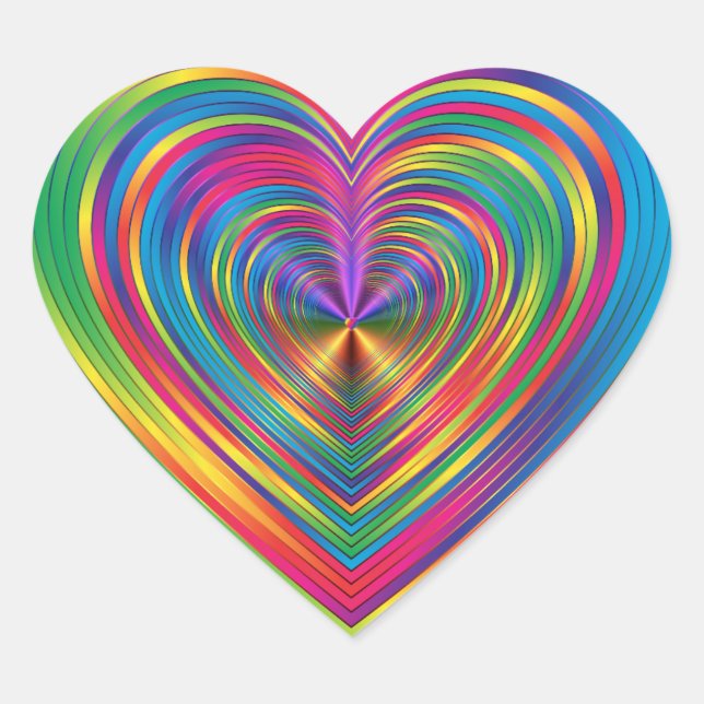 Sticker Cœur Modèle vierge à personnaliser Psychedelic Rainbow (Devant)