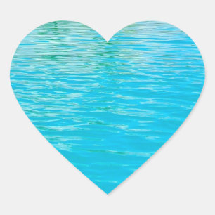 Sticker Cœur Modèle vierge bleu vert personnalisé d'eau de mer