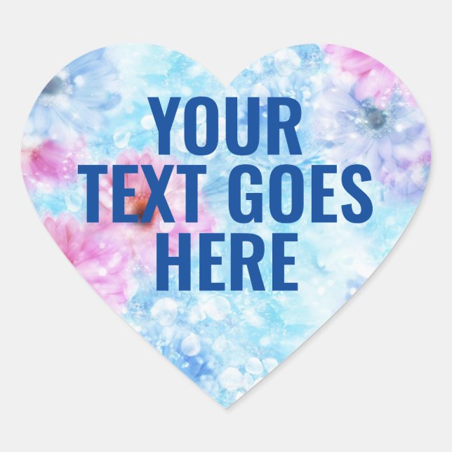 Sticker Cœur Modèle vierge cœur floral Ajoutez votre texte (Devant)