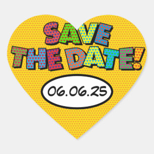 Sticker Cœur Moderne Invitation Enjouée à Sauver la Date