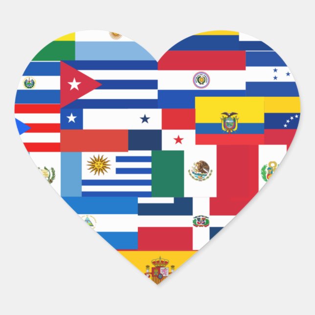 Sticker Cœur Mois du patrimoine hispanique Drapeaux du coeur (Devant)