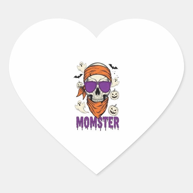 Sticker Cœur Momster crâne Funny Halloween Maman (Devant)
