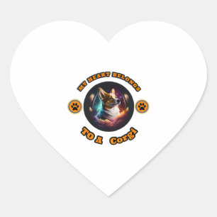 Sticker Cœur Mon Coeur Appartient À Un Corgi